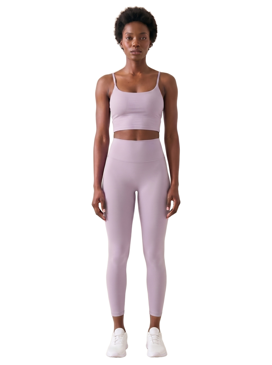 High-Support Sports Bra — Orchid set on model [variant: Orchid]