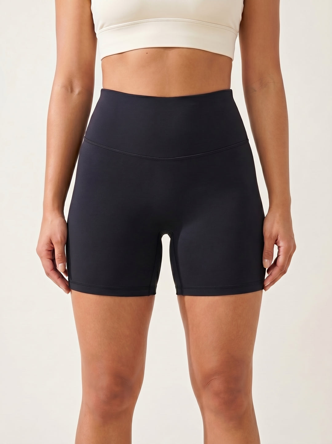 High-Waisted Biker Shorts — front close-up