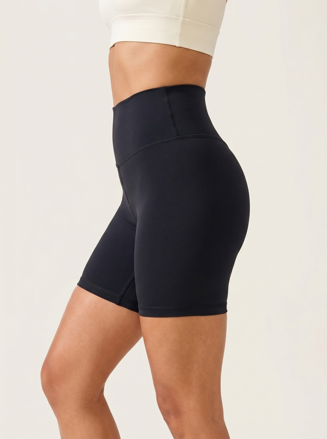 High-Waisted Biker Shorts — side close-up
